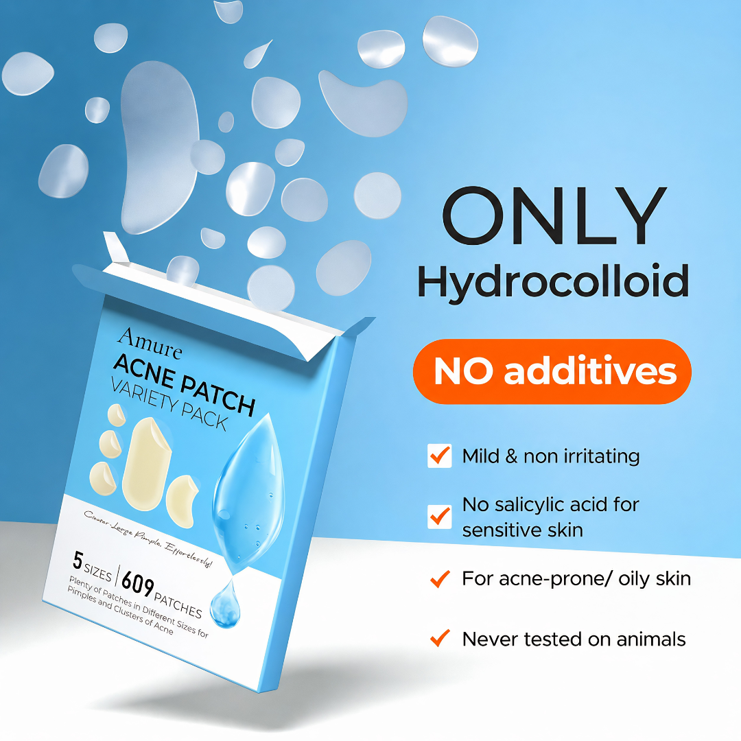 Amure™ 609 Count Hydrocolloid Pimple Patches for All Skin Types