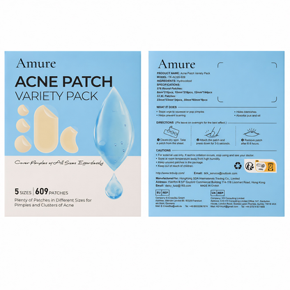 Amure™ 609 Count Hydrocolloid Pimple Patches for All Skin Types