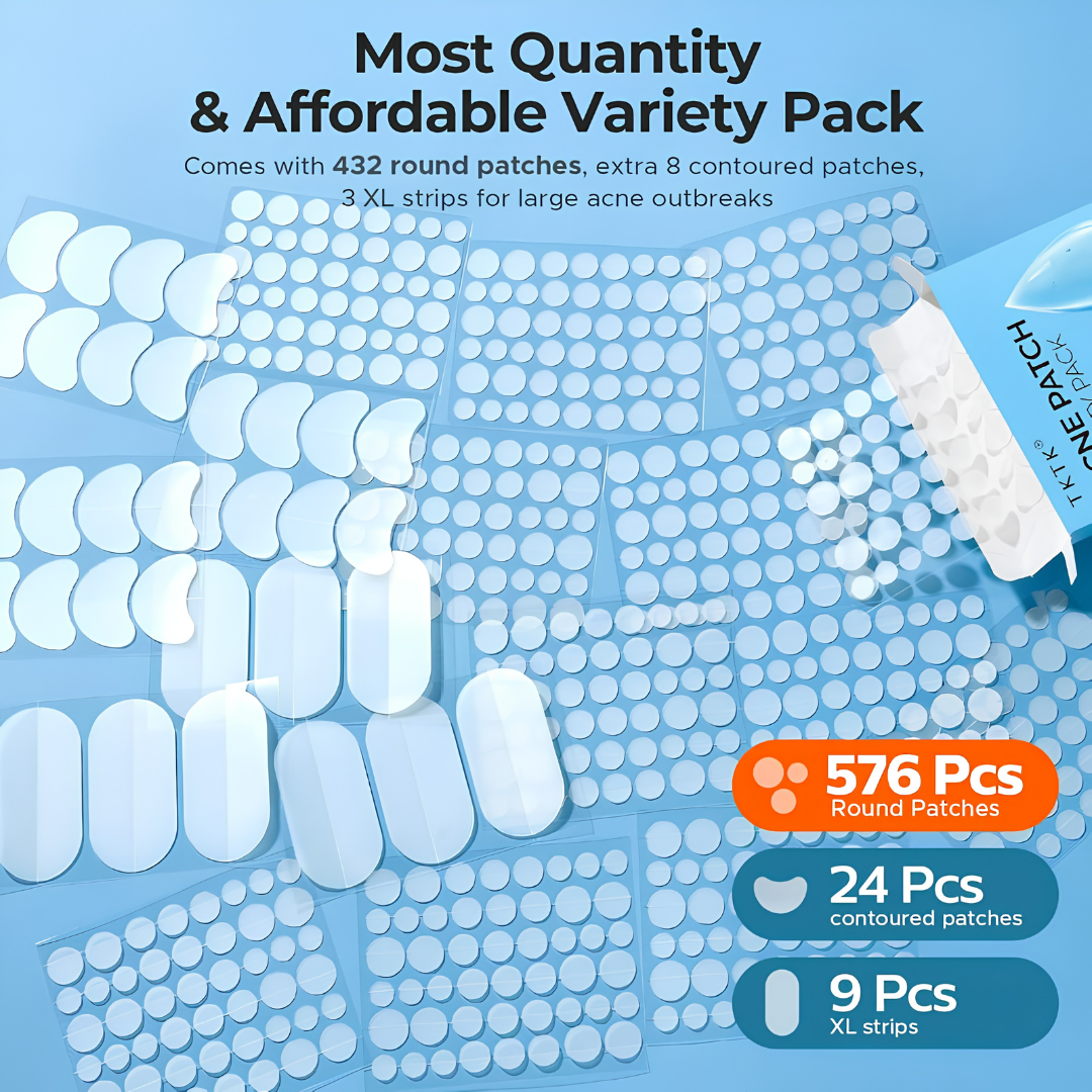 Amure™ 609 Count Hydrocolloid Pimple Patches for All Skin Types